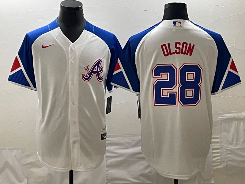 Men's Atlanta Braves Matt Olson Nike White 2023 City Connect Jersey